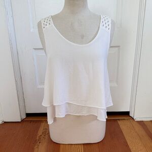 Alythea Layered White Tank Top Large